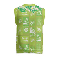 Aloha Hawaii Tuberose Lei Christmas Knitted V-Neck Vest Tropical Vibes Green Color - Polynesian Pride