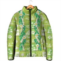 Aloha Hawaii Tuberose Lei Padded Jacket Tropical Vibes Green Color - Polynesian Pride