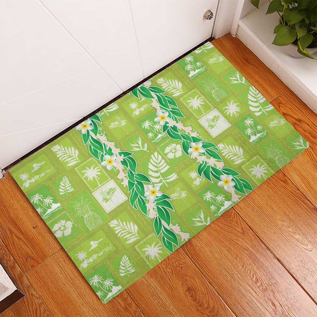 Aloha Hawaii Tuberose Lei Rubber Doormat Tropical Vibes Green Color - Polynesian Pride