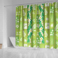 Aloha Hawaii Tuberose Lei Shower Curtain Tropical Vibes Green Color - Polynesian Pride