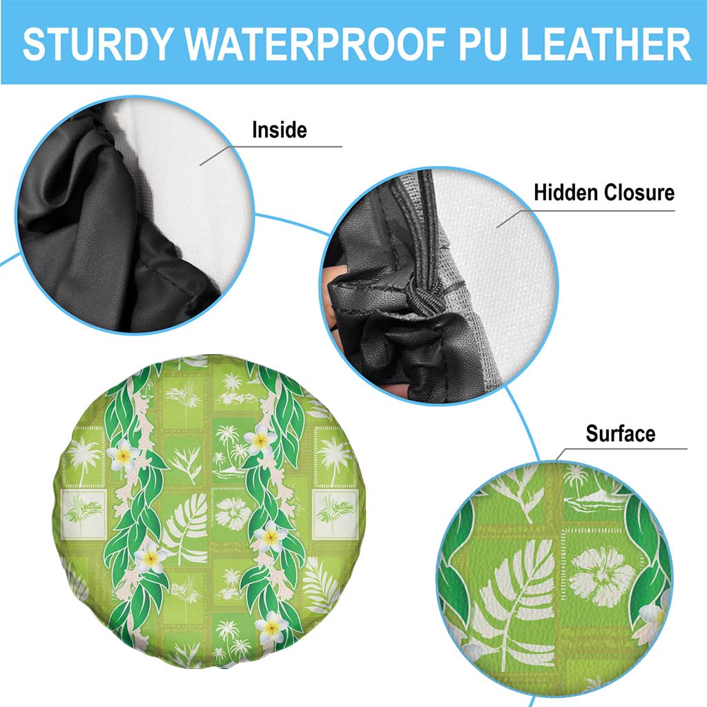 Aloha Hawaii Tuberose Lei Spare Tire Cover Tropical Vibes Green Color - Polynesian Pride