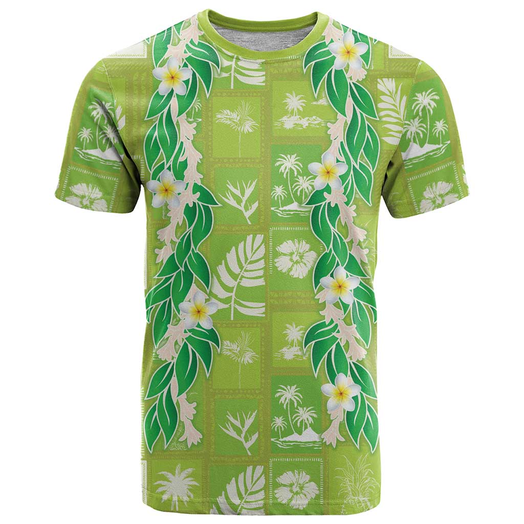 Aloha Hawaii Tuberose Lei T Shirt Tropical Vibes Green Color - Polynesian Pride