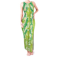 Aloha Hawaii Tuberose Lei Tank Maxi Dress Tropical Vibes Green Color - Polynesian Pride