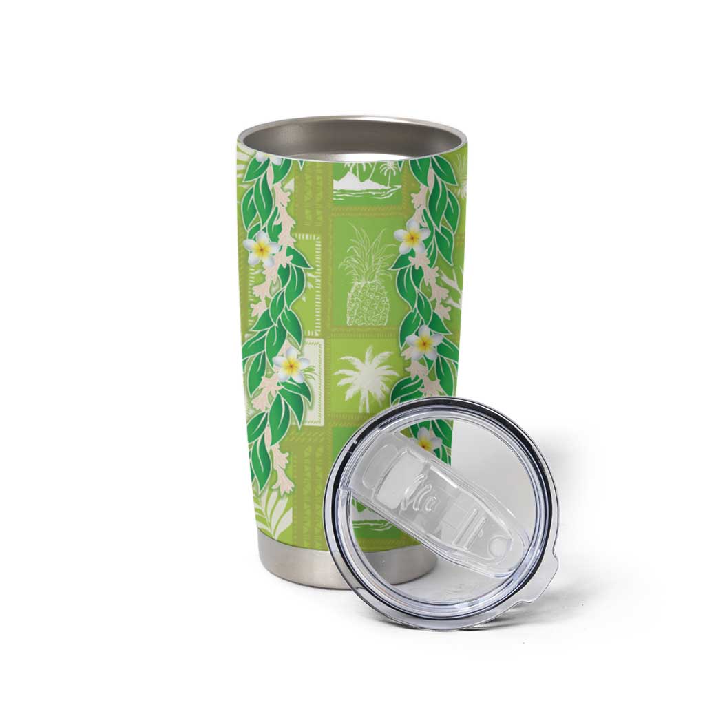 Aloha Hawaii Tuberose Lei Tumbler Cup Tropical Vibes Green Color - Polynesian Pride