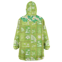 Aloha Hawaii Tuberose Lei Wearable Blanket Hoodie Tropical Vibes Green Color - Polynesian Pride