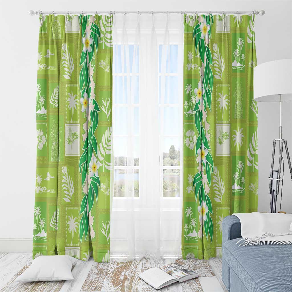 Aloha Hawaii Tuberose Lei Window Curtain Tropical Vibes Green Color - Polynesian Pride