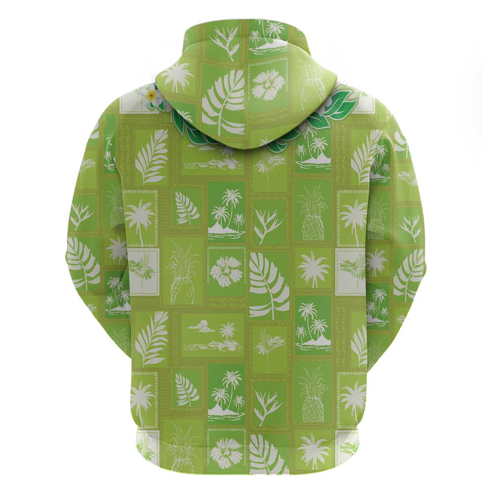 Aloha Hawaii Tuberose Lei Zip Hoodie Tropical Vibes Green Color - Polynesian Pride