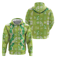 Aloha Hawaii Tuberose Lei Zip Hoodie Tropical Vibes Green Color - Polynesian Pride