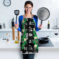 Aloha Hawaii Tuberose Lei Apron Tropical Vibes Black Color - Polynesian Pride