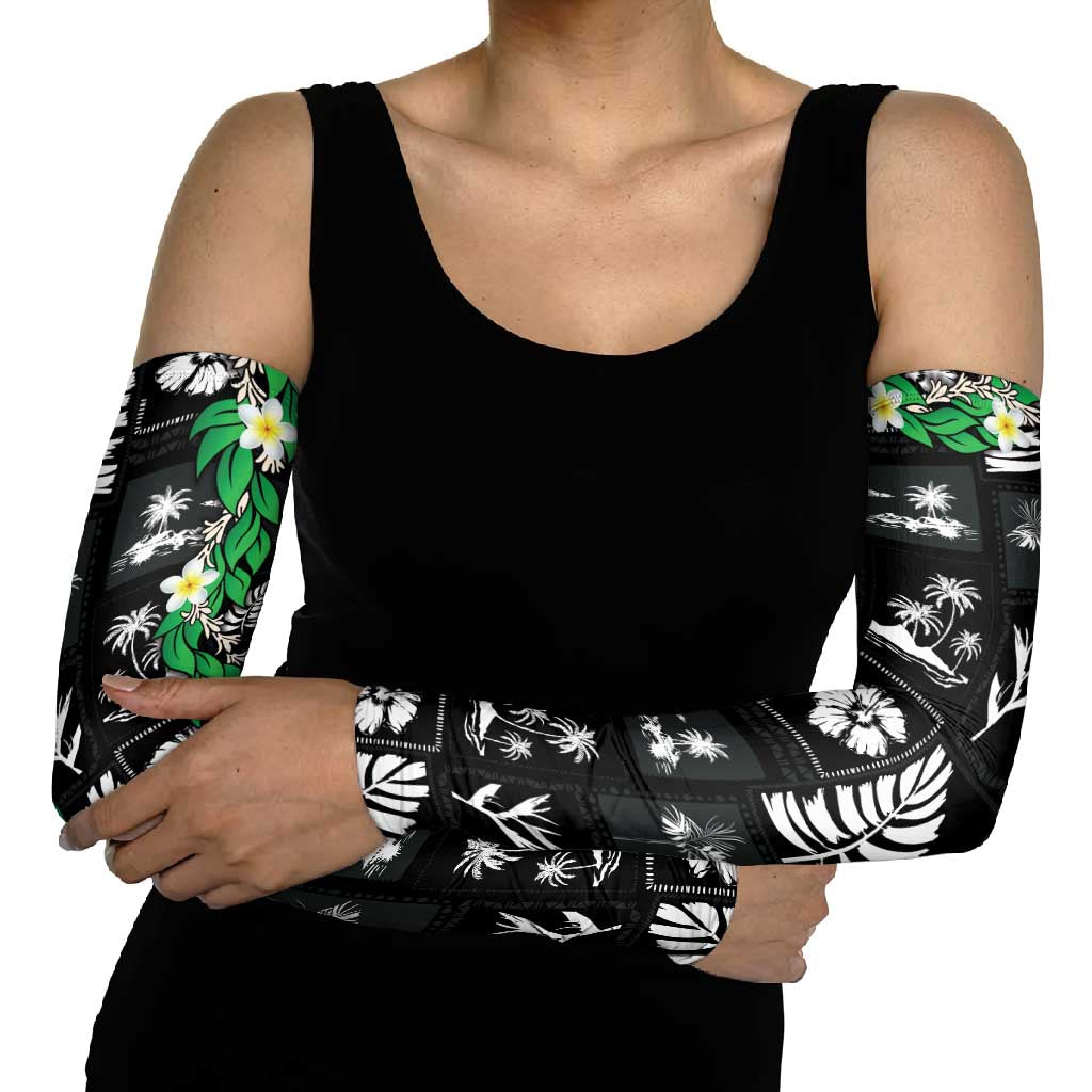 Aloha Hawaii Tuberose Lei Arm Sleeves Tropical Vibes Black Color - Polynesian Pride