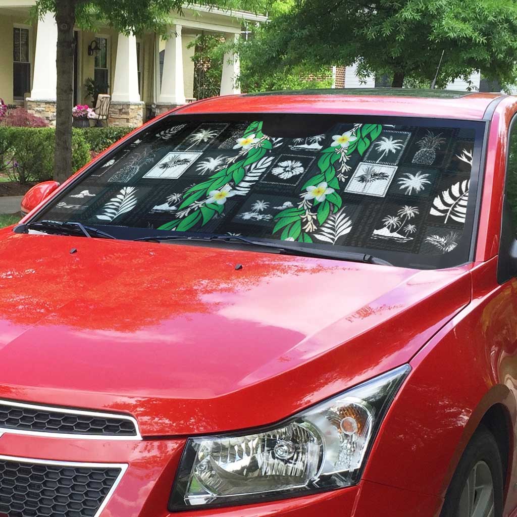 Aloha Hawaii Tuberose Lei Auto Sun Shade Tropical Vibes Black Color - Polynesian Pride