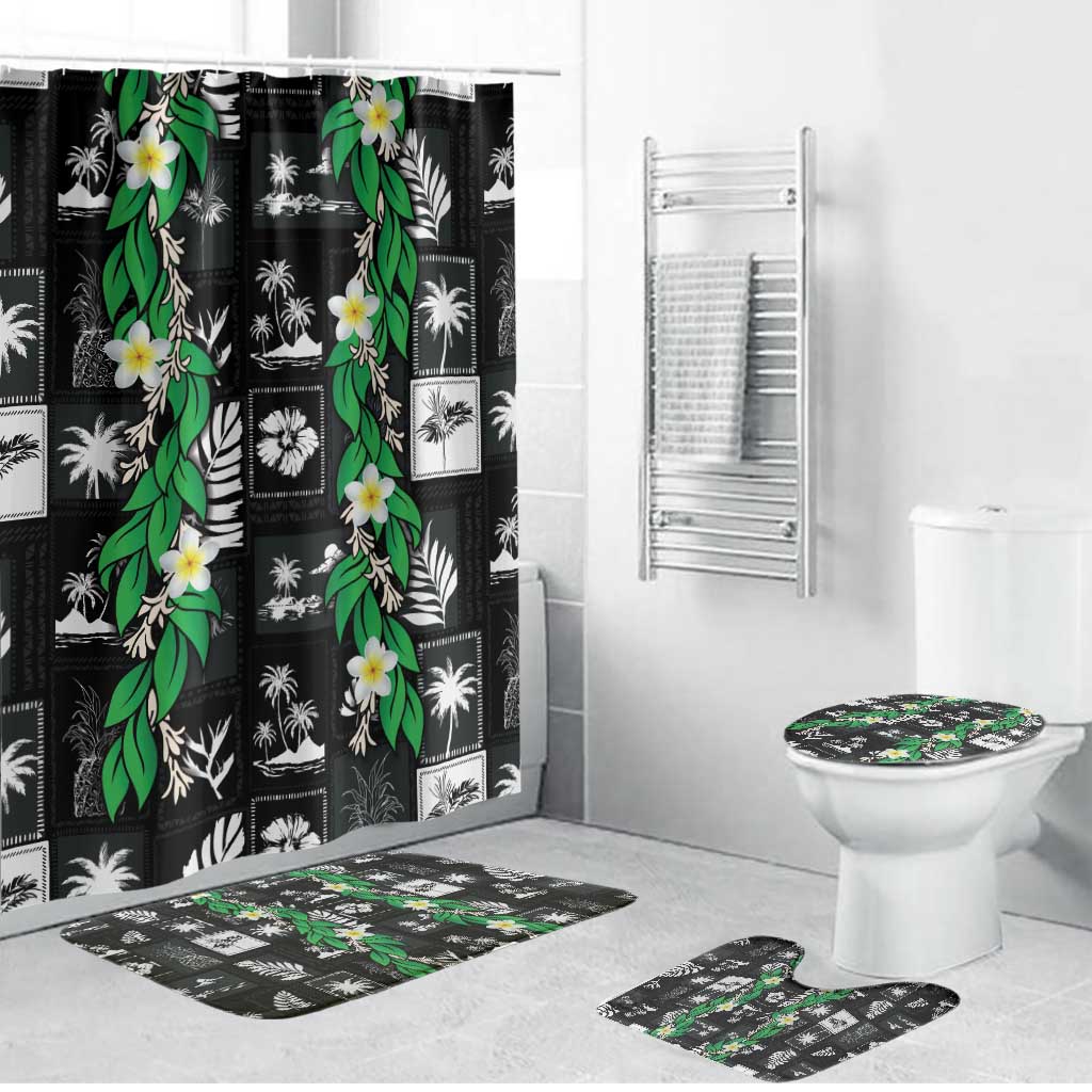 Aloha Hawaii Tuberose Lei Bathroom Set Tropical Vibes Black Color - Polynesian Pride