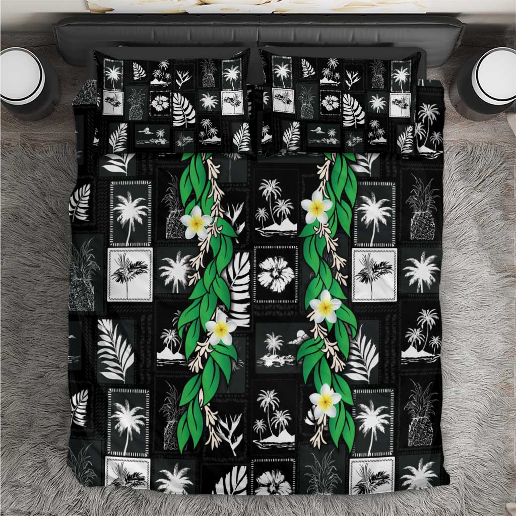 Aloha Hawaii Tuberose Lei Bedding Set Tropical Vibes Black Color - Polynesian Pride