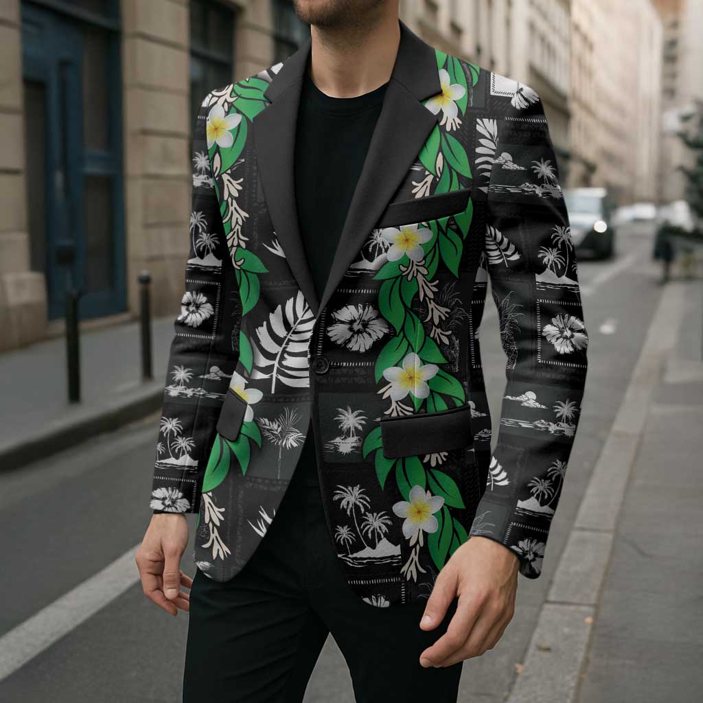 Aloha Hawaii Tuberose Lei Blazer Tropical Vibes Black Color - Polynesian Pride
