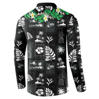 Aloha Hawaii Tuberose Lei Button Sweatshirt Tropical Vibes Black Color - Polynesian Pride