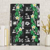 Aloha Hawaii Tuberose Lei Canvas Wall Art Tropical Vibes Black Color - Polynesian Pride