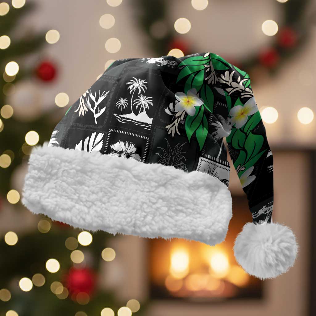 Aloha Hawaii Tuberose Lei Christmas Santa Hat Tropical Vibes Black Color - Polynesian Pride