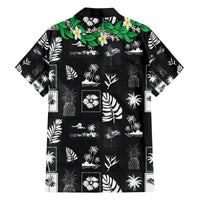 Aloha Hawaii Tuberose Lei Family Matching Off The Shoulder Long Sleeve Dress and Hawaiian Shirt Tropical Vibes Black Color - Polynesian Pride