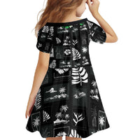 Aloha Hawaii Tuberose Lei Family Matching Short Sleeve Bodycon Dress and Hawaiian Shirt Tropical Vibes Black Color - Polynesian Pride