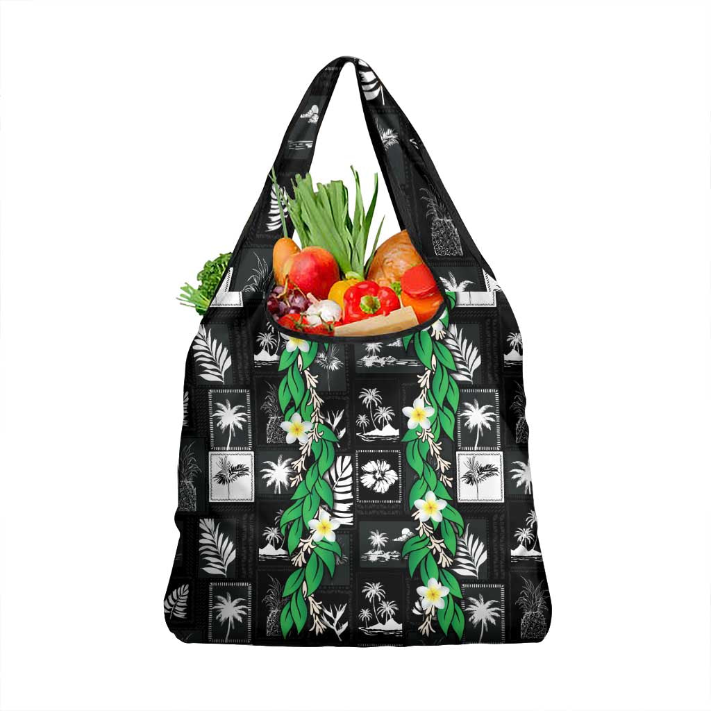 Aloha Hawaii Tuberose Lei Grocery Bag Tropical Vibes Black Color - Polynesian Pride