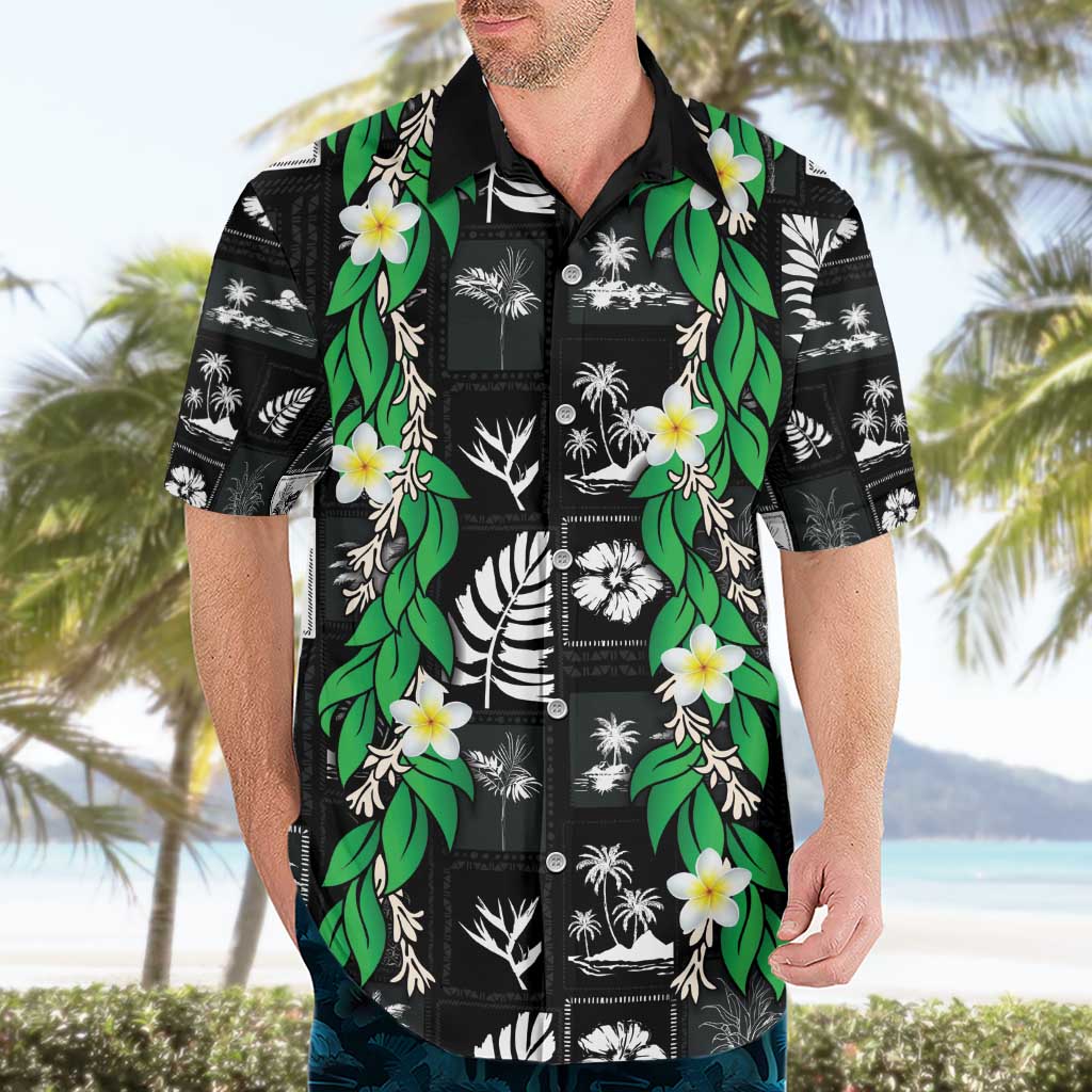 Aloha Hawaii Tuberose Lei Hawaiian Shirt Tropical Vibes Black Color - Polynesian Pride