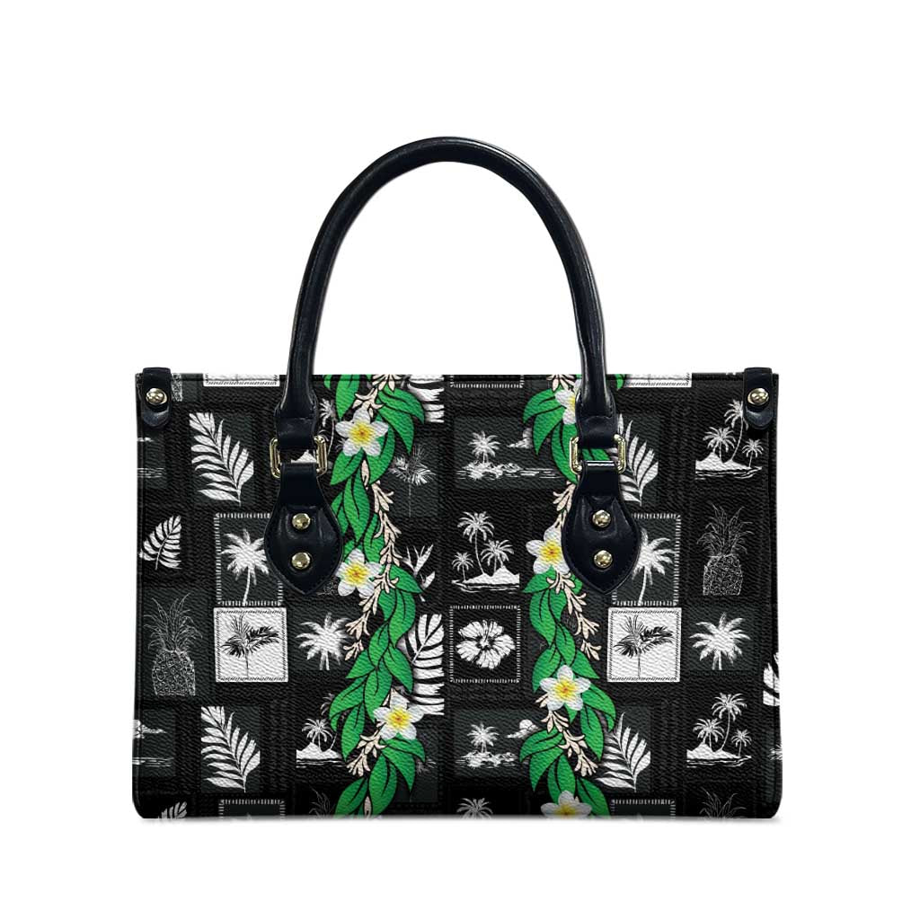 Aloha Hawaii Tuberose Lei Leather Bag Tropical Vibes Black Color - Polynesian Pride