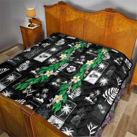 Aloha Hawaii Tuberose Lei Quilt Tropical Vibes Black Color - Polynesian Pride