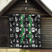 Aloha Hawaii Tuberose Lei Quilt Tropical Vibes Black Color - Polynesian Pride