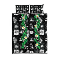 Aloha Hawaii Tuberose Lei Quilt Bed Set Tropical Vibes Black Color - Polynesian Pride