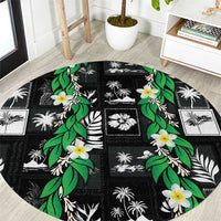 Aloha Hawaii Tuberose Lei Round Carpet Tropical Vibes Black Color - Polynesian Pride
