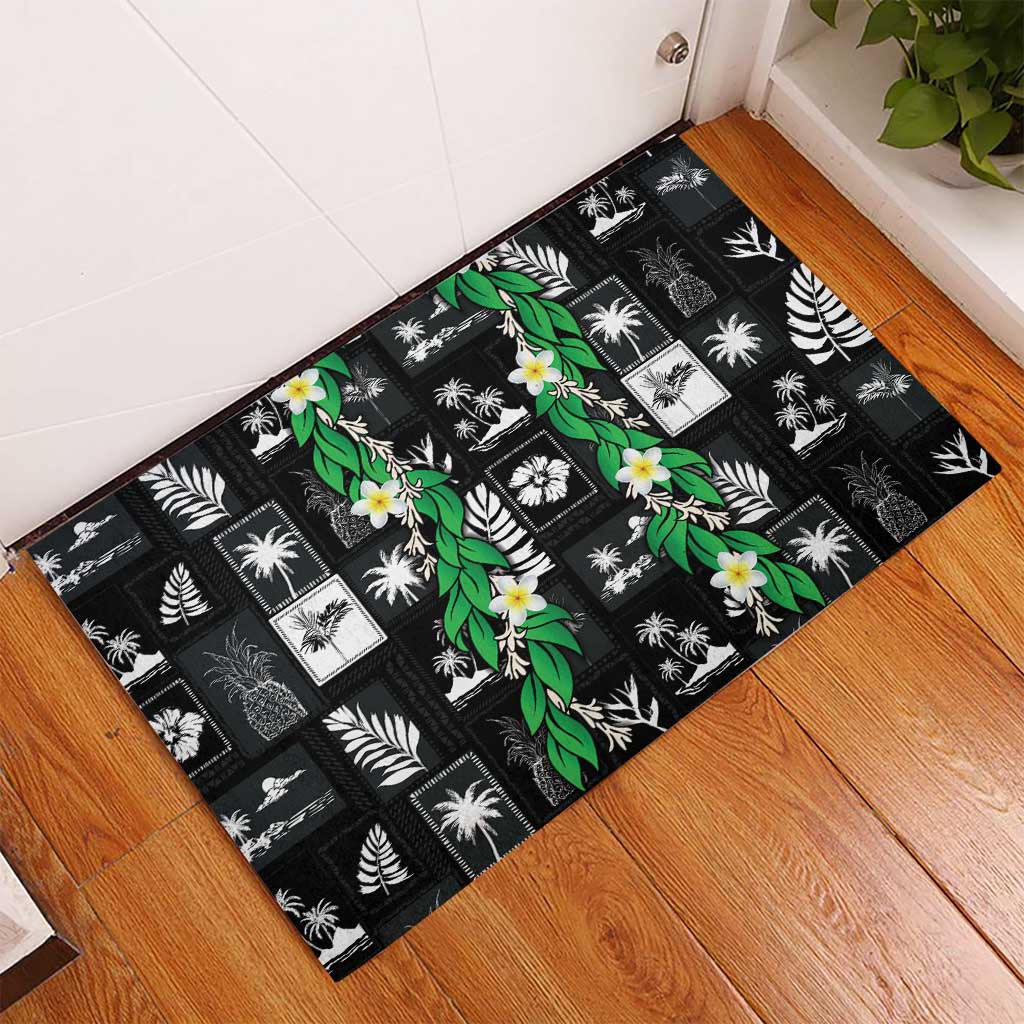 Aloha Hawaii Tuberose Lei Rubber Doormat Tropical Vibes Black Color - Polynesian Pride