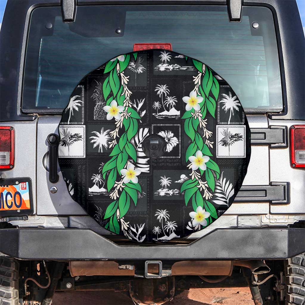 Aloha Hawaii Tuberose Lei Spare Tire Cover Tropical Vibes Black Color - Polynesian Pride