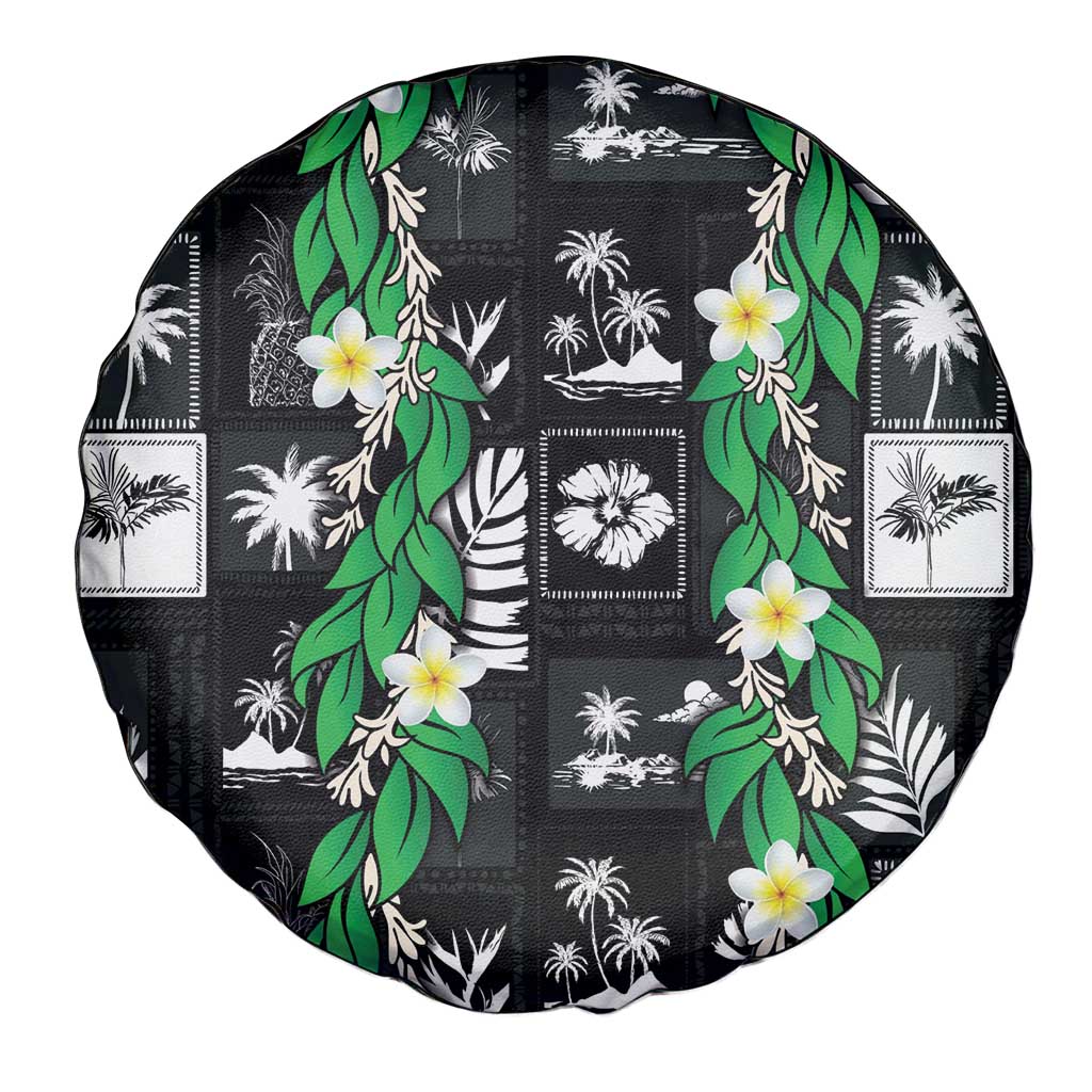 Aloha Hawaii Tuberose Lei Spare Tire Cover Tropical Vibes Black Color - Polynesian Pride