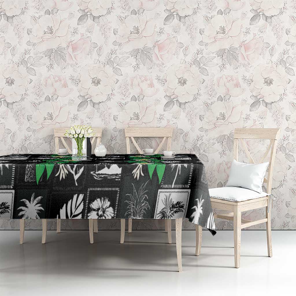 Aloha Hawaii Tuberose Lei Tablecloth Tropical Vibes Black Color - Polynesian Pride