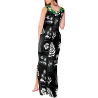 Aloha Hawaii Tuberose Lei Tank Maxi Dress Tropical Vibes Black Color - Polynesian Pride