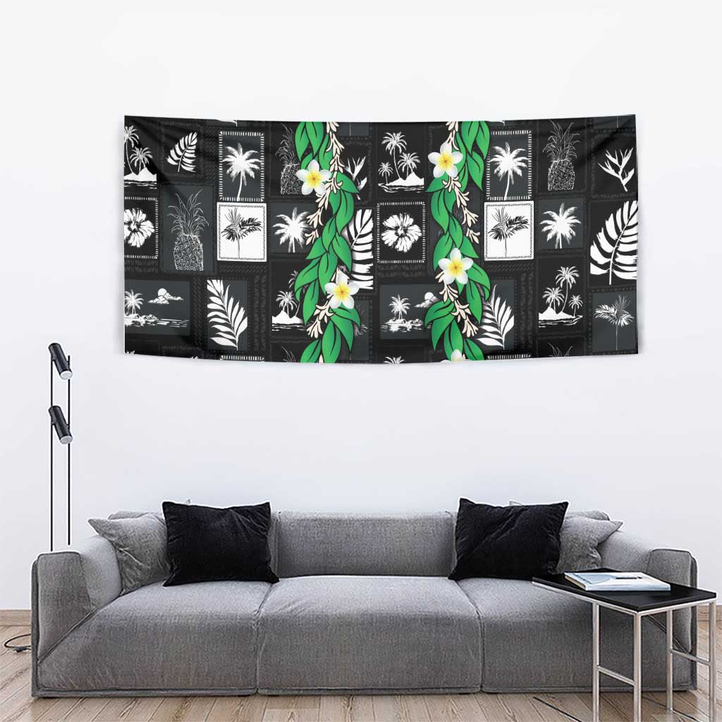 Aloha Hawaii Tuberose Lei Tapestry Tropical Vibes Black Color - Polynesian Pride
