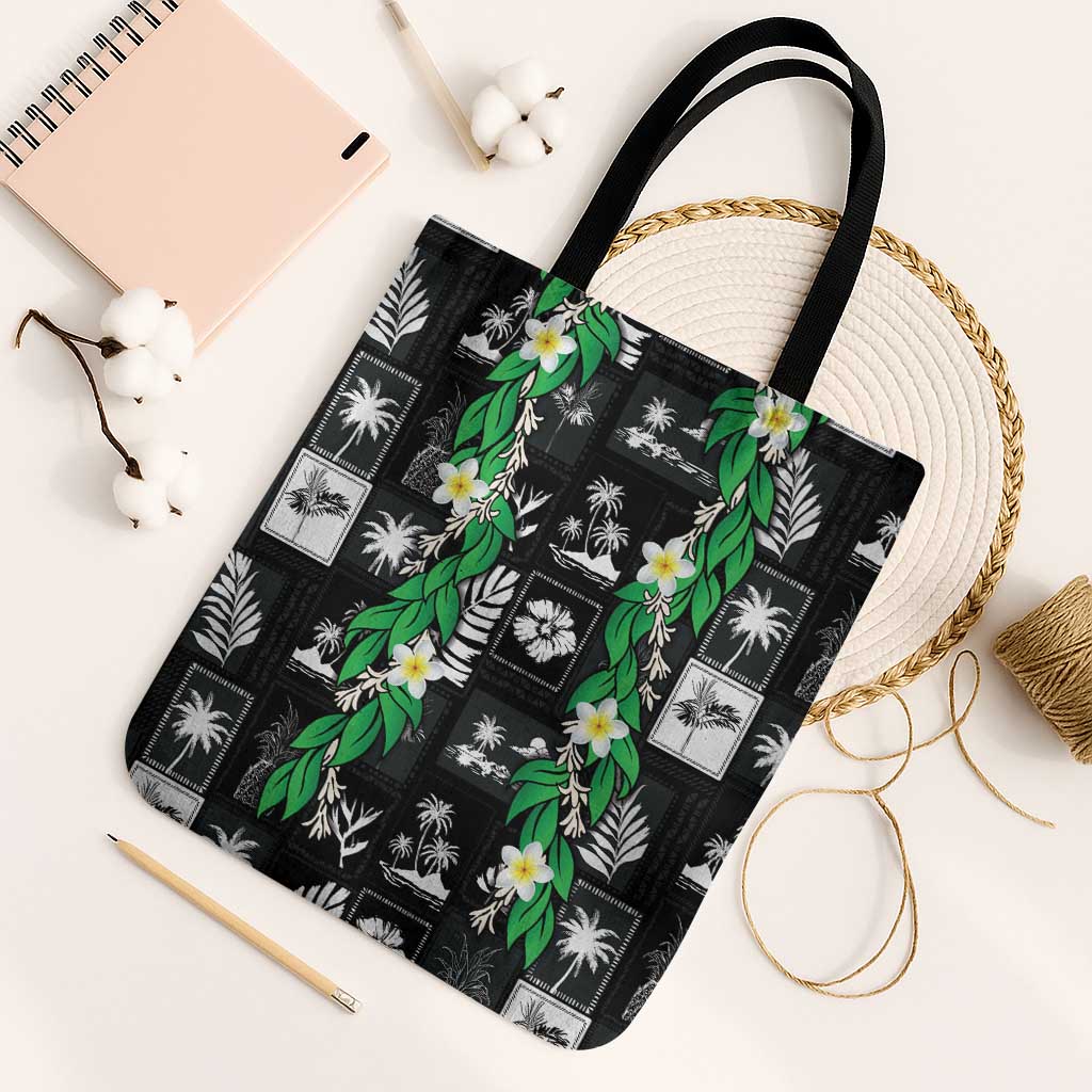 Aloha Hawaii Tuberose Lei Tote Bag Tropical Vibes Black Color - Polynesian Pride