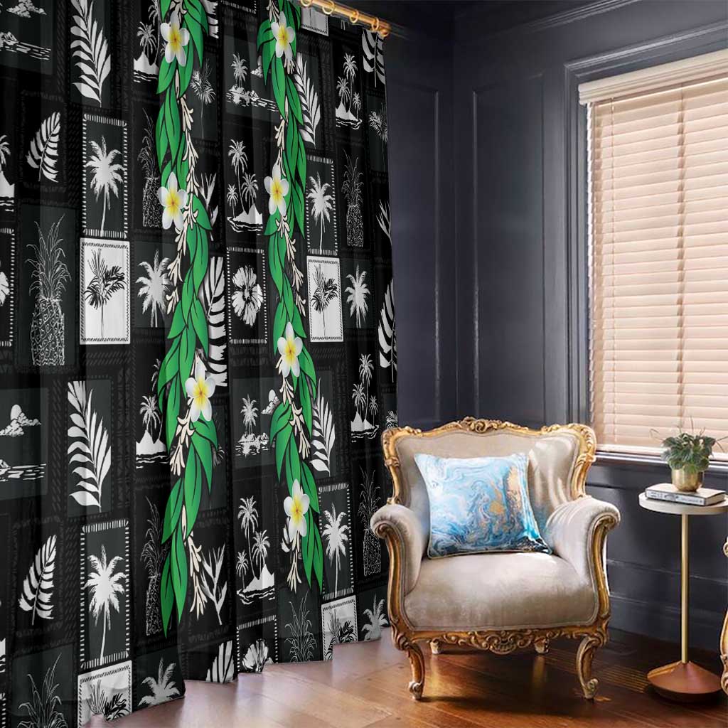 Aloha Hawaii Tuberose Lei Window Curtain Tropical Vibes Black Color - Polynesian Pride