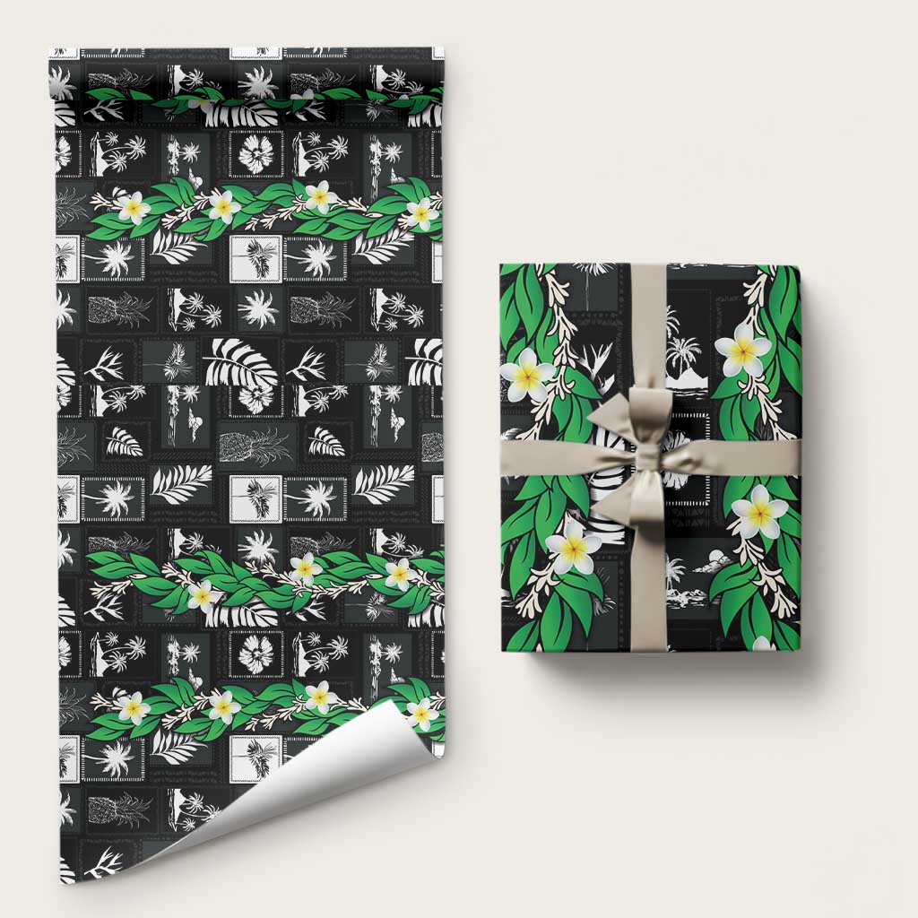 Aloha Hawaii Tuberose Lei Wrapping Paper Tropical Vibes Black Color - Polynesian Pride