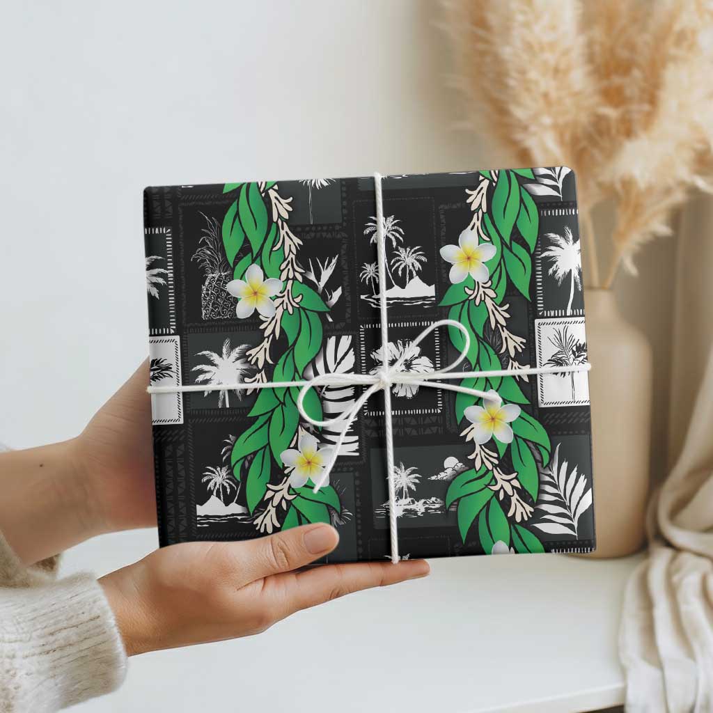 Aloha Hawaii Tuberose Lei Wrapping Paper Tropical Vibes Black Color - Polynesian Pride