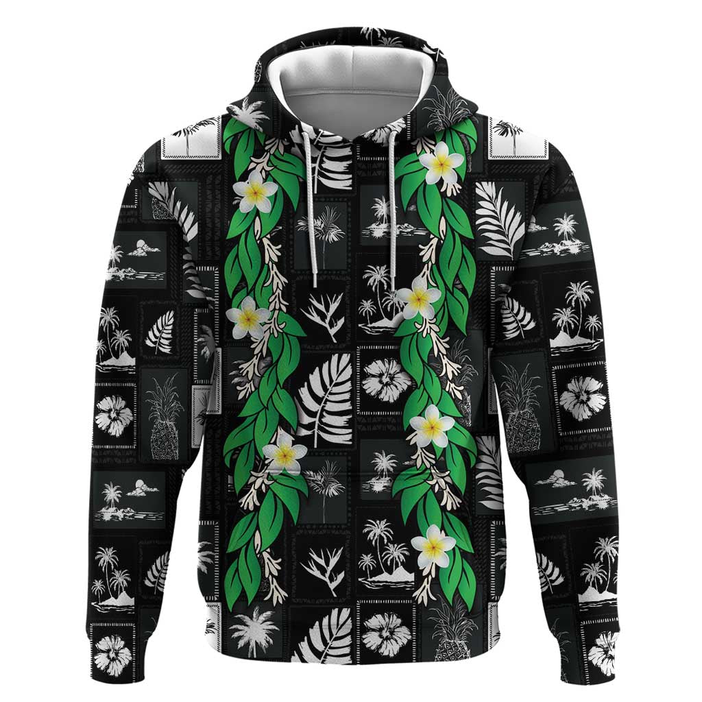 Aloha Hawaii Tuberose Lei Zip Hoodie Tropical Vibes Black Color - Polynesian Pride