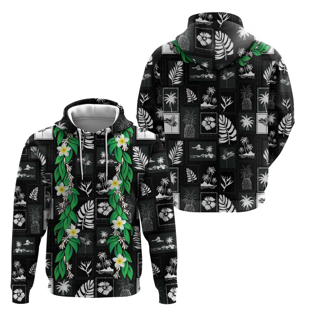 Aloha Hawaii Tuberose Lei Zip Hoodie Tropical Vibes Black Color - Polynesian Pride