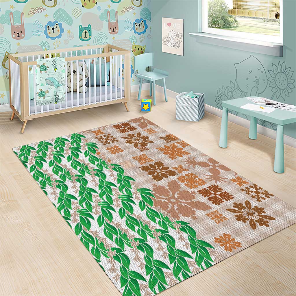 Aloha Hawaii Palaka Tuberose Lei Area Rug Hawaiian Quilt Seamless Style - Polynesian Pride