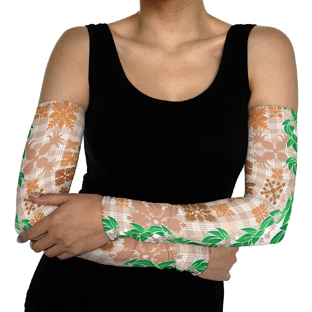 Aloha Hawaii Palaka Tuberose Lei Arm Sleeves Hawaiian Quilt Seamless Style - Polynesian Pride