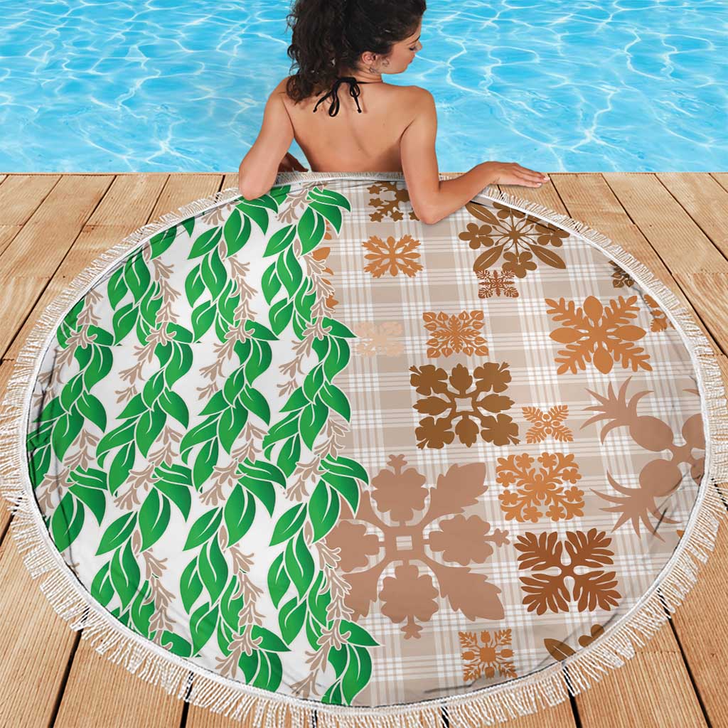 Aloha Hawaii Palaka Tuberose Lei Beach Blanket Hawaiian Quilt Seamless Style - Polynesian Pride