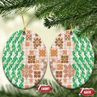 Aloha Hawaii Palaka Tuberose Lei Ceramic Ornament Hawaiian Quilt Seamless Style - Polynesian Pride