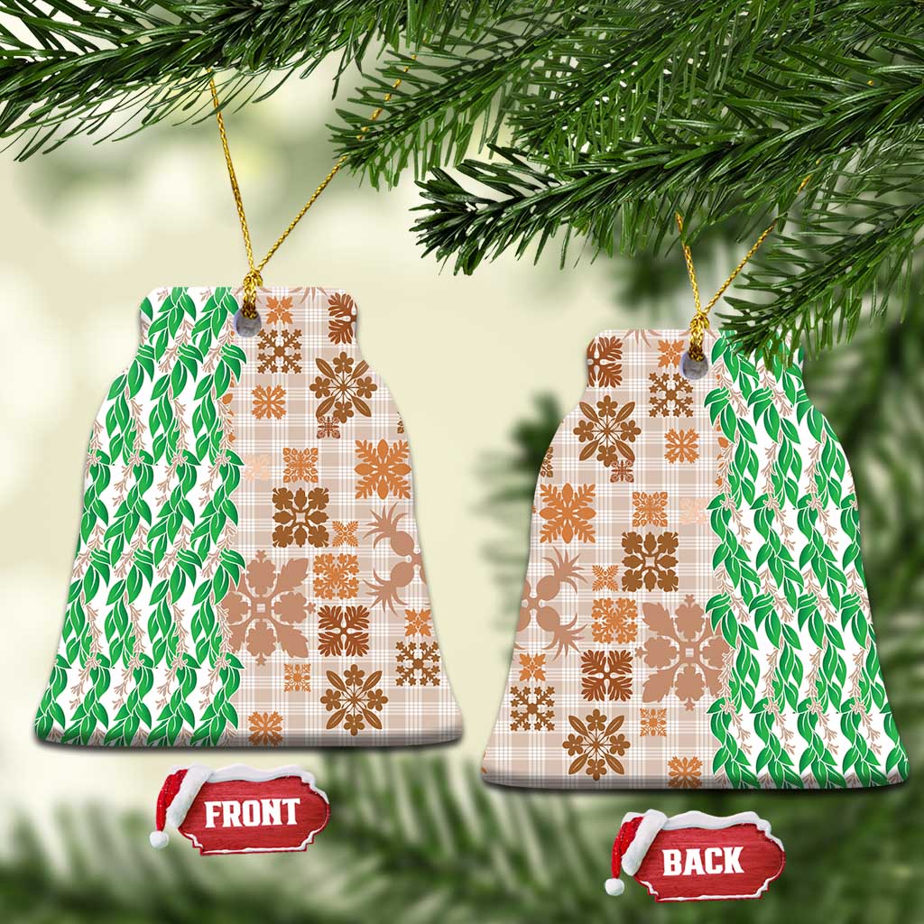 Aloha Hawaii Palaka Tuberose Lei Ceramic Ornament Hawaiian Quilt Seamless Style - Polynesian Pride