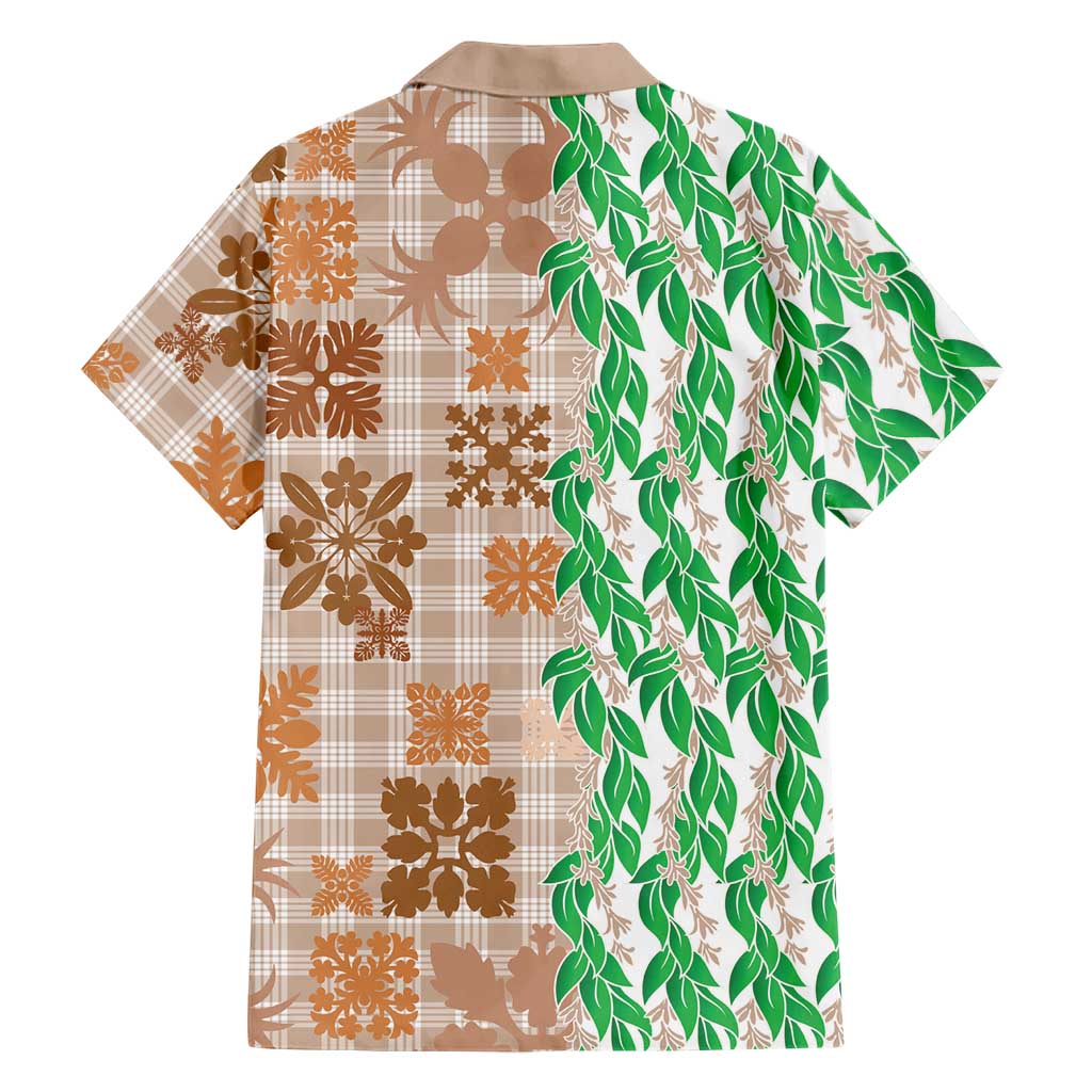 Aloha Hawaii Palaka Tuberose Lei Family Matching Off The Shoulder Long Sleeve Dress and Hawaiian Shirt Hawaiian Quilt Seamless Style LT14 - Polynesian Pride