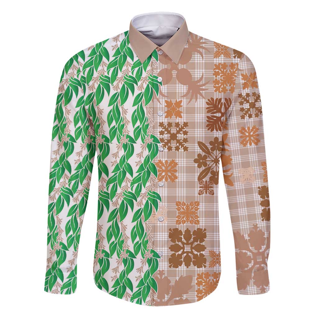 Aloha Hawaii Palaka Tuberose Lei Family Matching Off Shoulder Short Dress and Hawaiian Shirt Hawaiian Quilt Seamless Style - Polynesian Pride