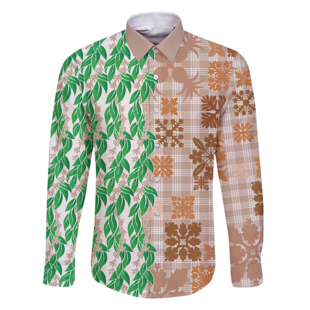 Aloha Hawaii Palaka Tuberose Lei Family Matching Short Sleeve Bodycon Dress and Hawaiian Shirt Hawaiian Quilt Seamless Style - Polynesian Pride